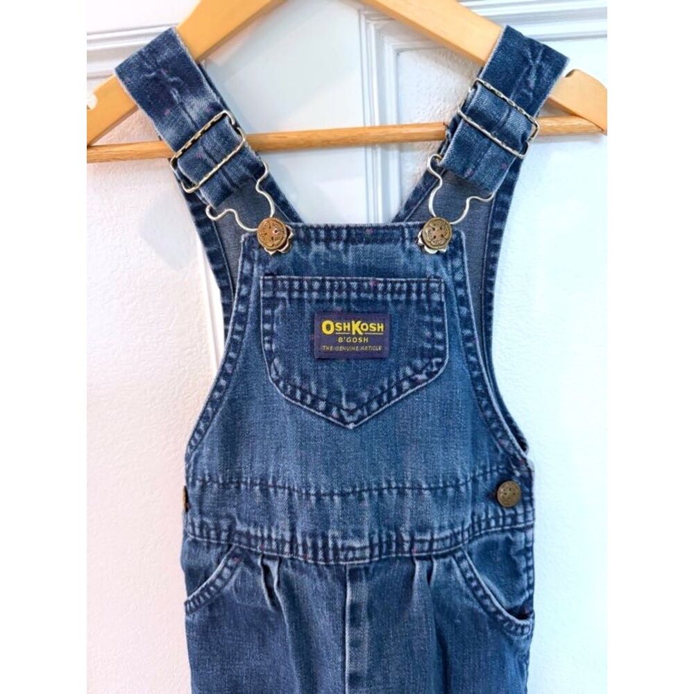 OshKosh B’Gosh Denim Overalls Toddler 2T 3T Pink Floral Bib Vestbak Girls